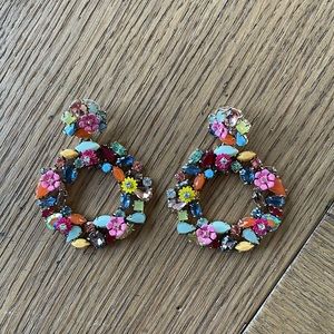 J. Crew Floral Hoop Earrings